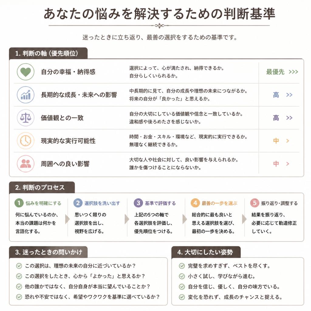 あなたの悩みを解決するための判断基準を定めましょう！