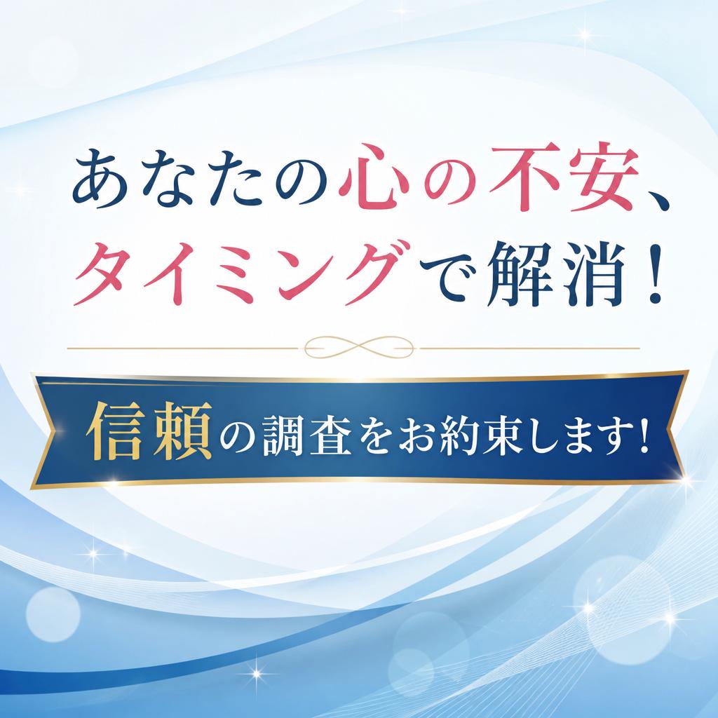 あなたの心の不安、タイミングで解消！信頼の調査をお約束します！