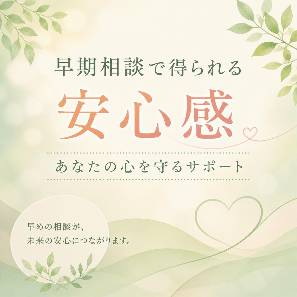 早期相談で得られる安心感：あなたの心を守るサポート