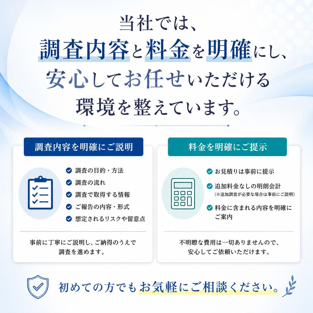 調査内容と料金の透明性