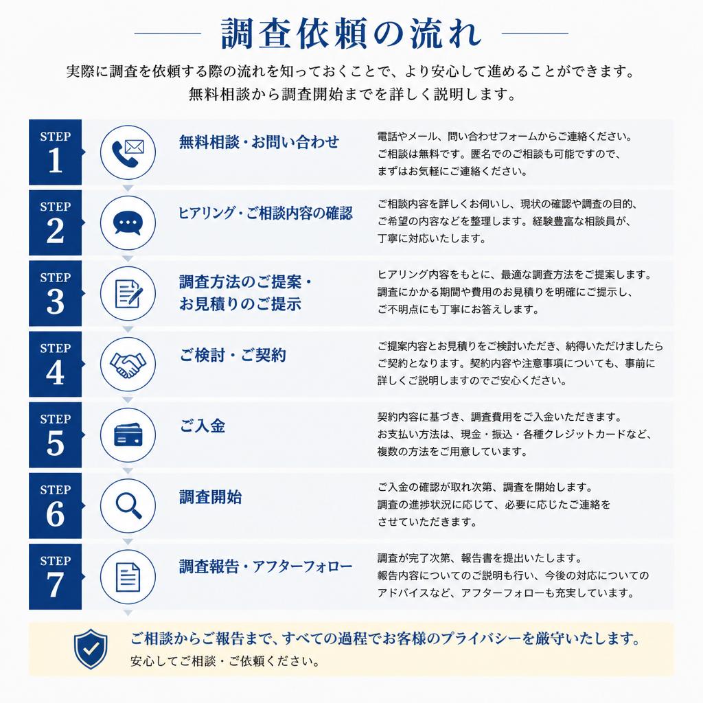 浮気・不倫調査の流れ