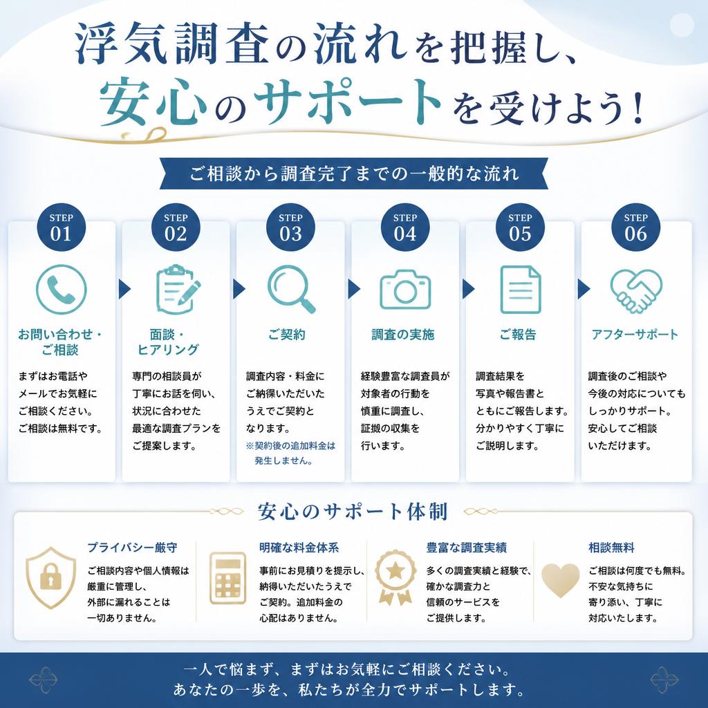 浮気調査の流れを把握し、安心のサポートを受けよう！