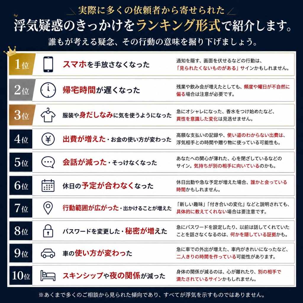 2. 浮気疑惑のきっかけランキング