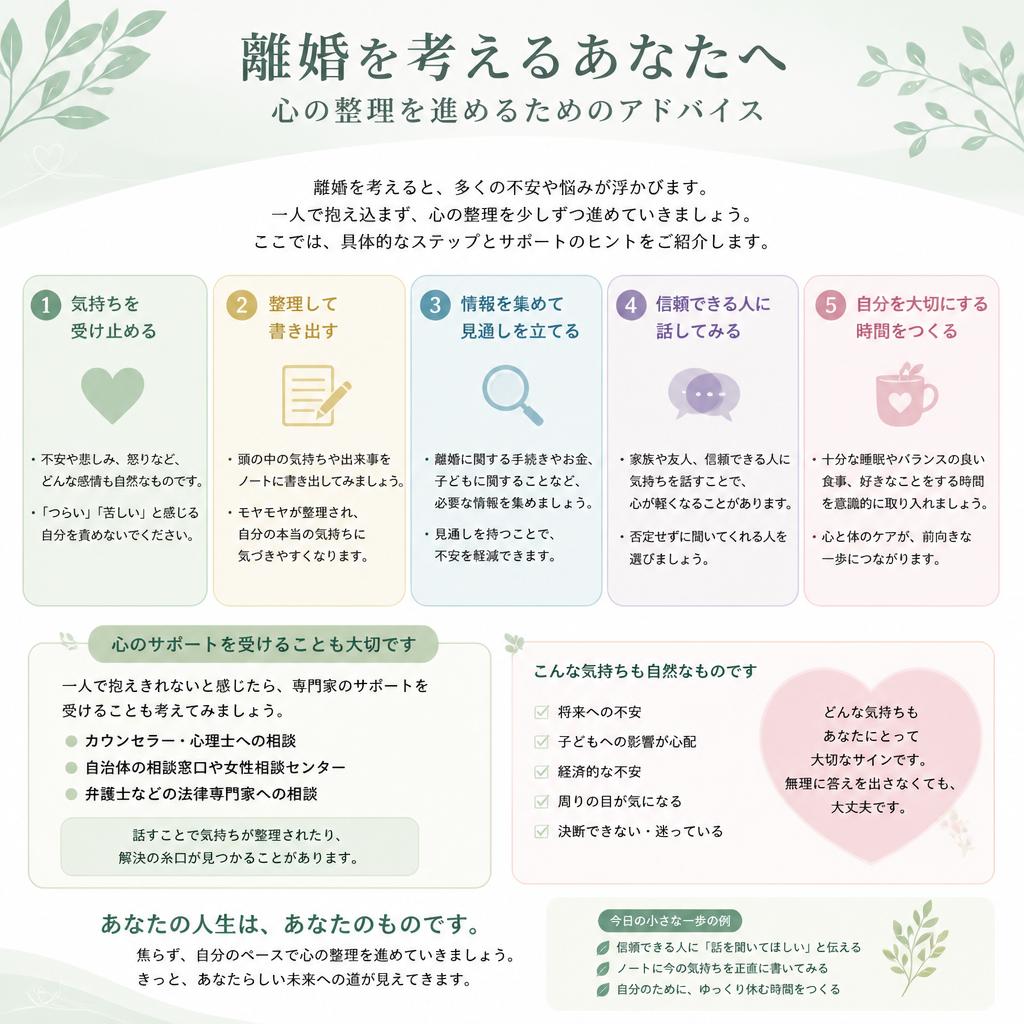 離婚への不安や悩みを整理