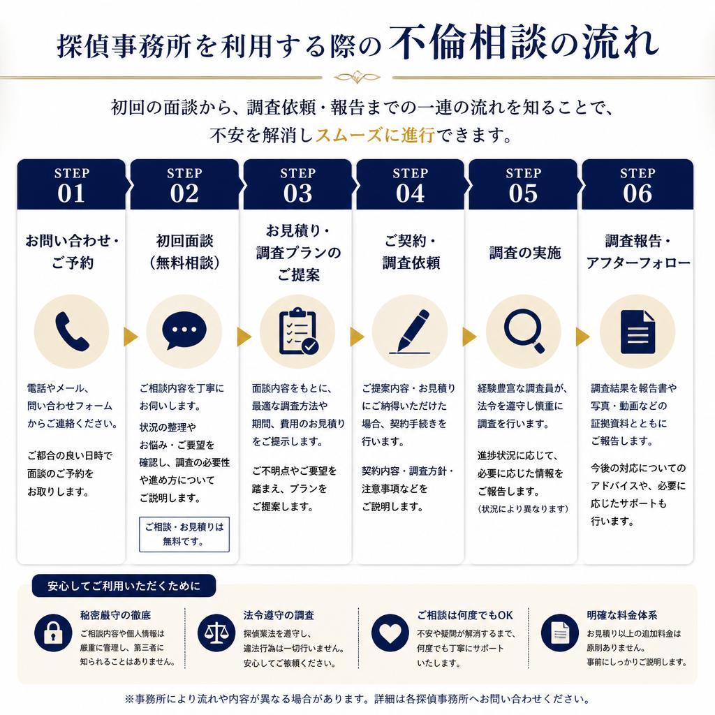 不倫相談の流れを把握する