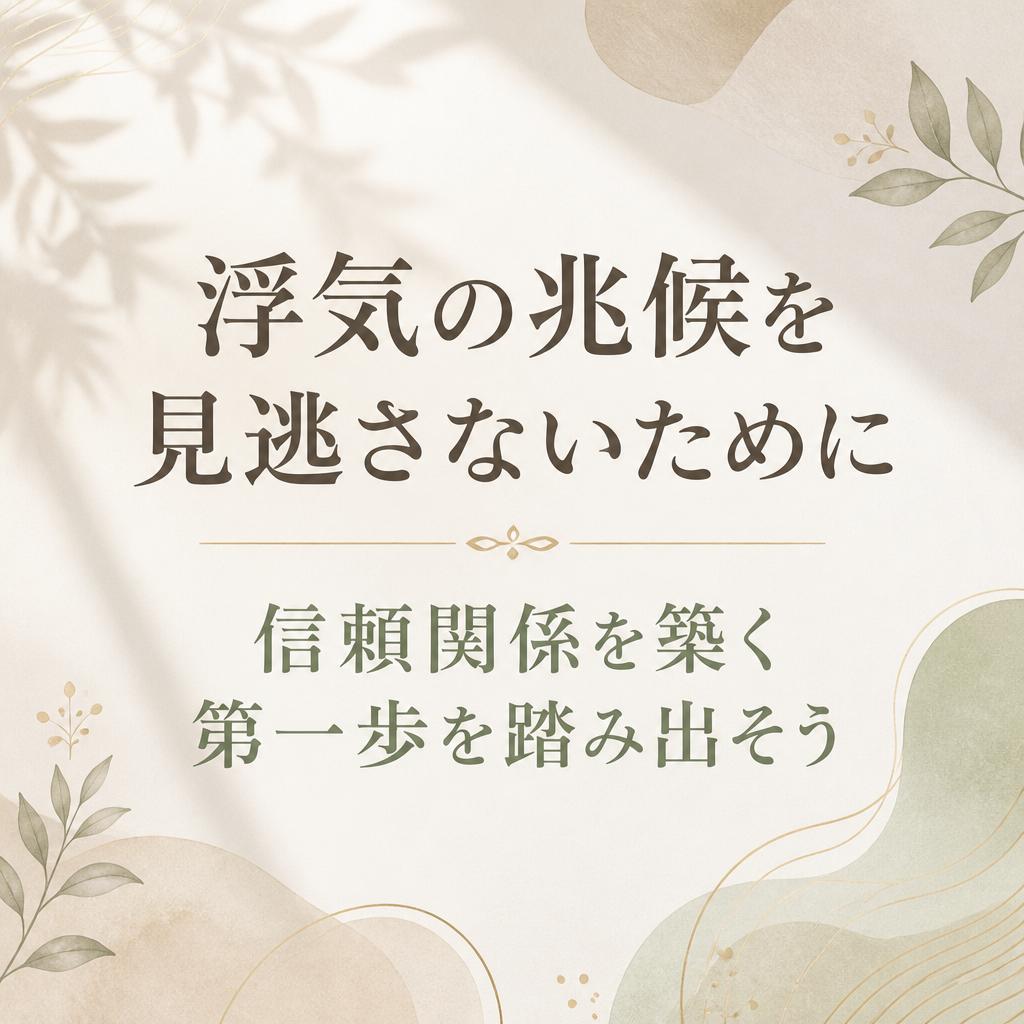 浮気の兆候を見逃さないために、信頼関係を築く第一歩を踏み出そう