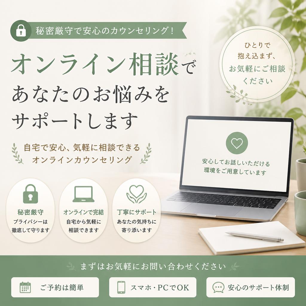 秘密厳守で安心のカウンセリング！オンライン相談であなたのお悩みをサポートします