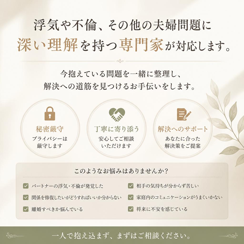 夫婦問題の専門家がサポート