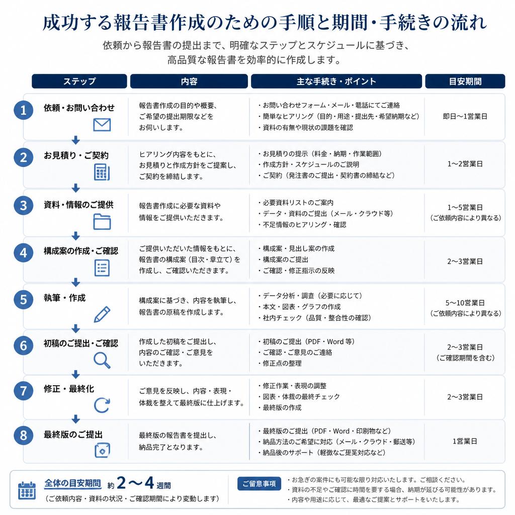 報告書作成の流れと手順