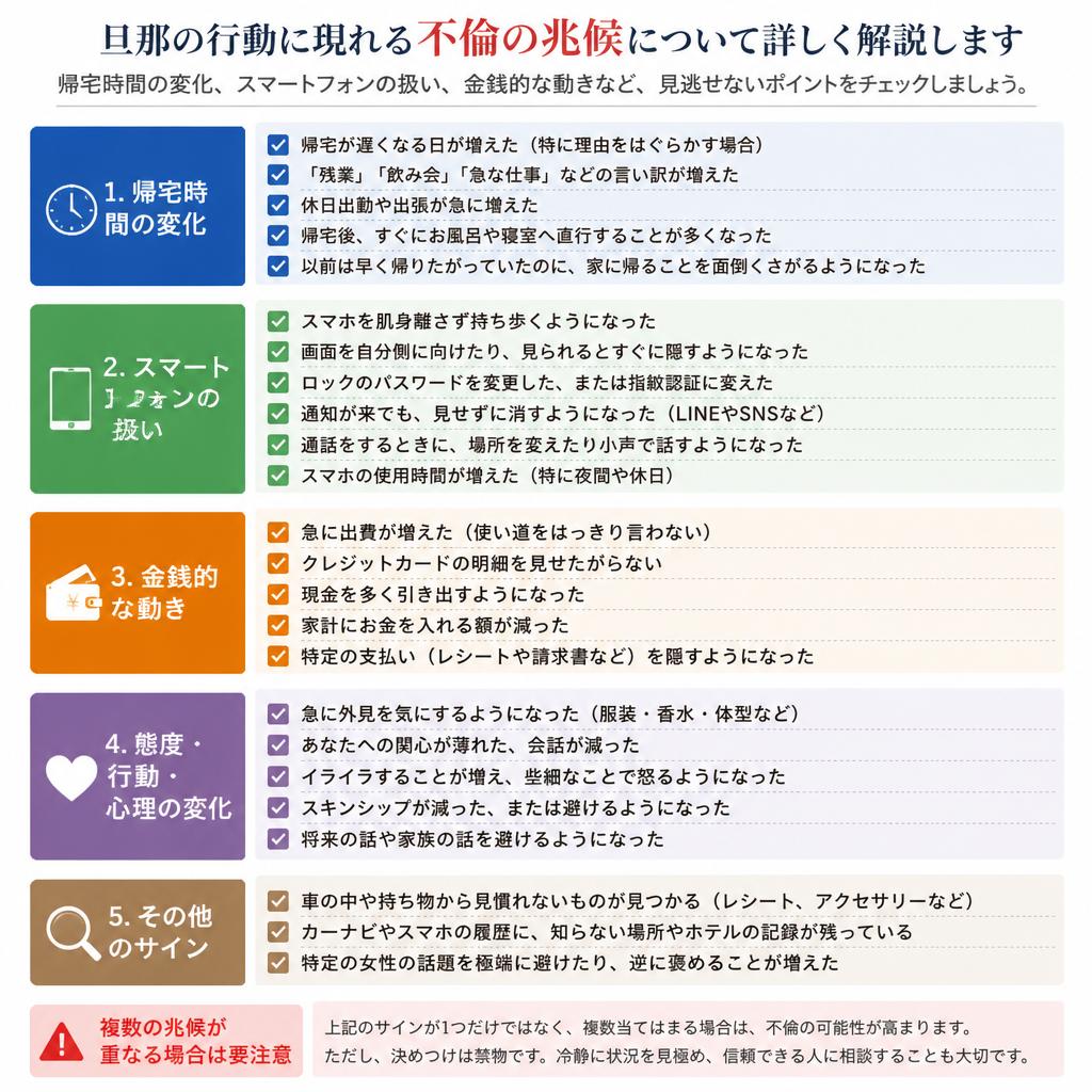 旦那の行動から読み解く不倫の兆候