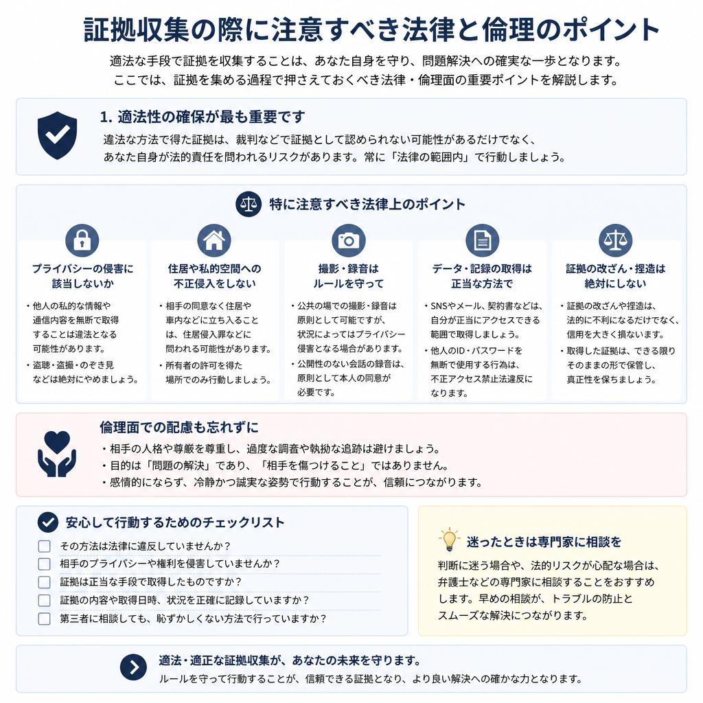 証拠を集める際の注意点