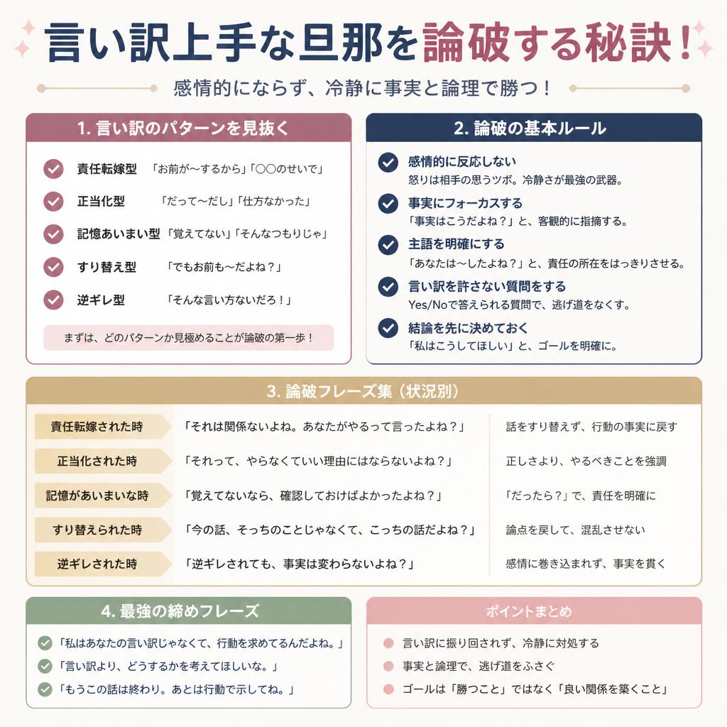 言い訳上手な旦那を論破する秘訣！