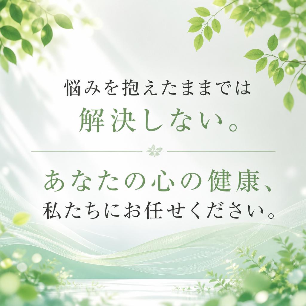 悩みを抱えたままでは解決しない。あなたの心の健康、私たちにお任せください。