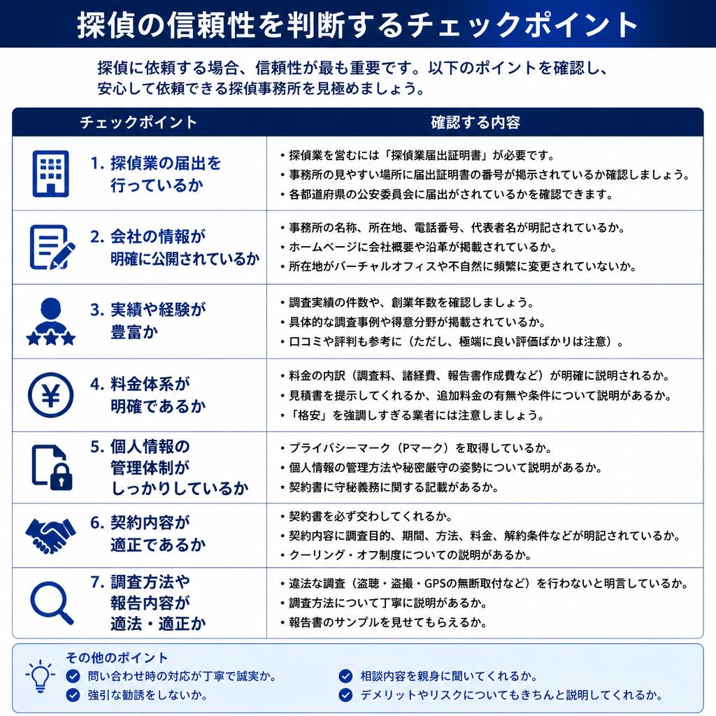 依頼する探偵の信頼性をチェック