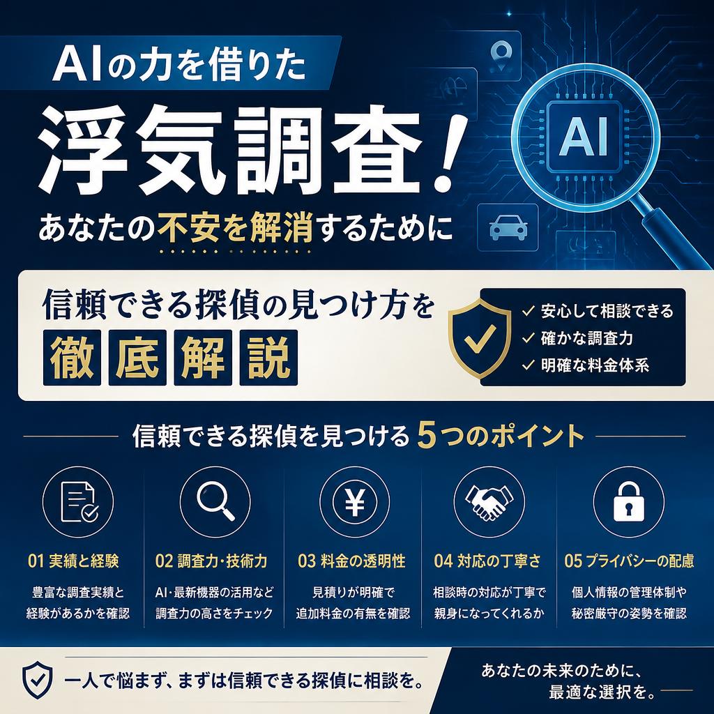 AIの力を借りた浮気調査！あなたの不安を解消するために、信頼できる探偵の見つけ方を徹底解説