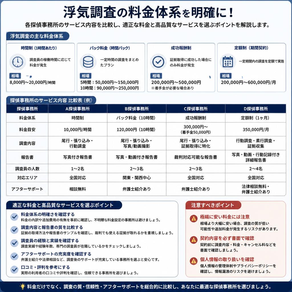 調査料金とサービス内容の透明性