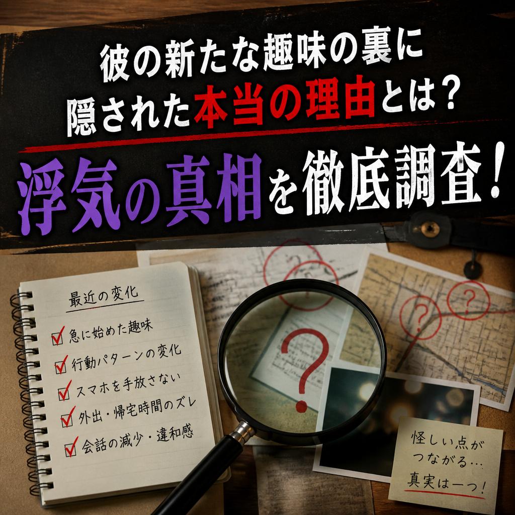 彼の新たな趣味の裏に隠された本当の理由とは？浮気の真相を徹底調査！